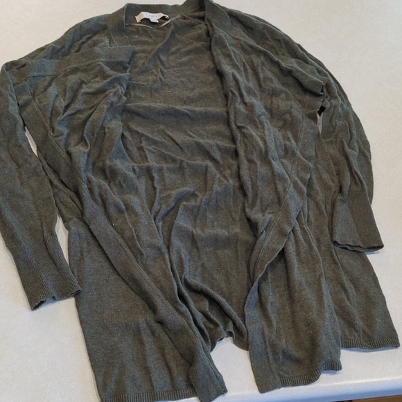 Loft open front olive green cardigan, size medium. - Picture 2 of 3